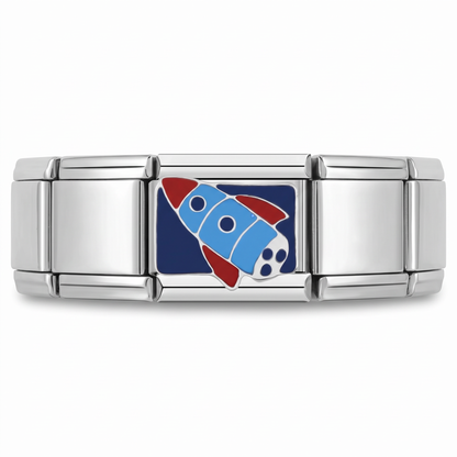 Charm Cohete en pulsera italiana de eslabones
