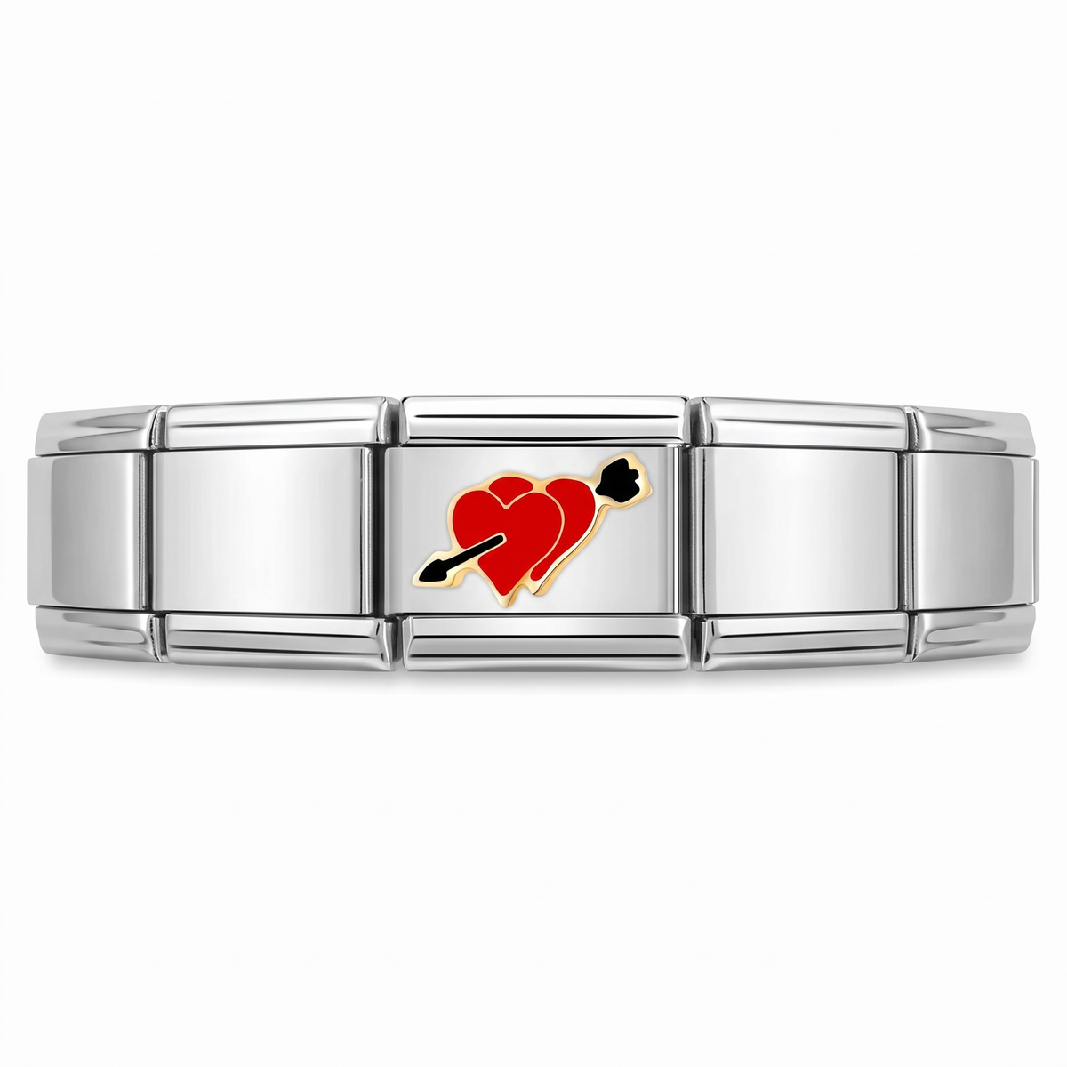 Charm Corazones (Flechados) en pulsera italiana de eslabones