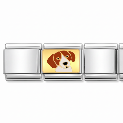 Charm Perro (Beagle) en pulsera italiana de eslabones