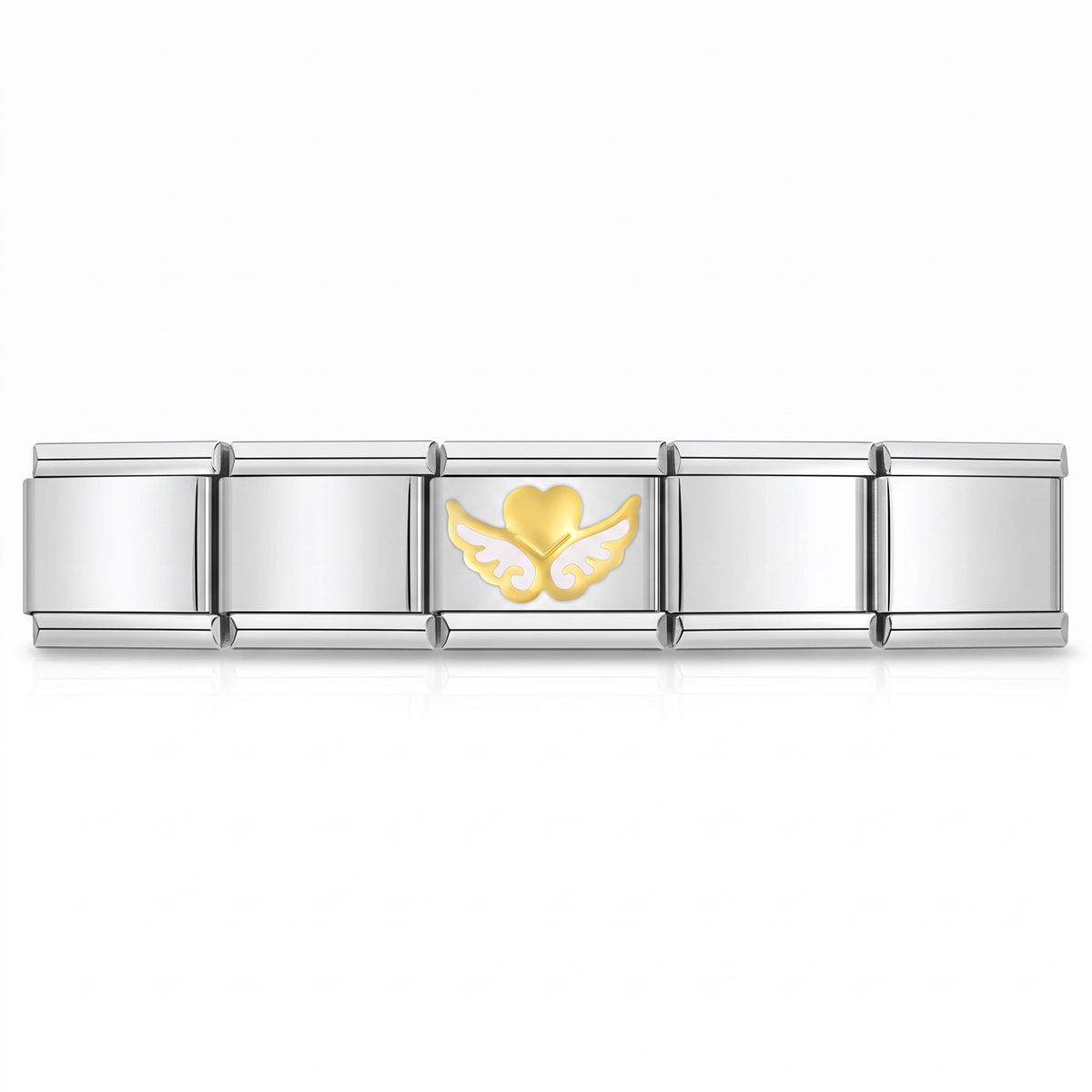 Charm Corazón Alas en pulsera italiana de eslabones