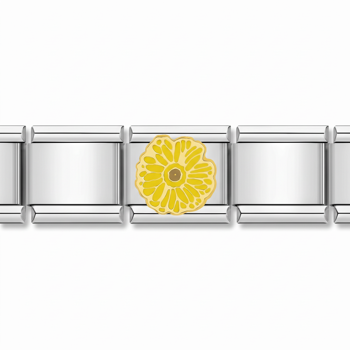 Charm Flor amarilla (Grande) en pulsera italiana de eslabones