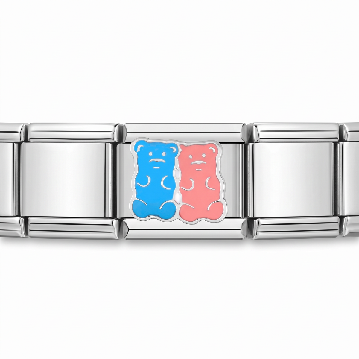 Charm Ositos (Azul y Rosa) en pulsera italiana de eslabones