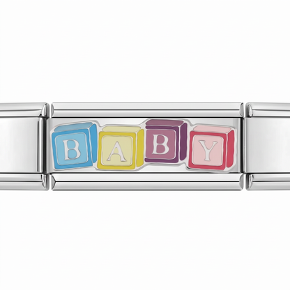Charm Bebé (Cubos) en pulsera italiana de eslabones