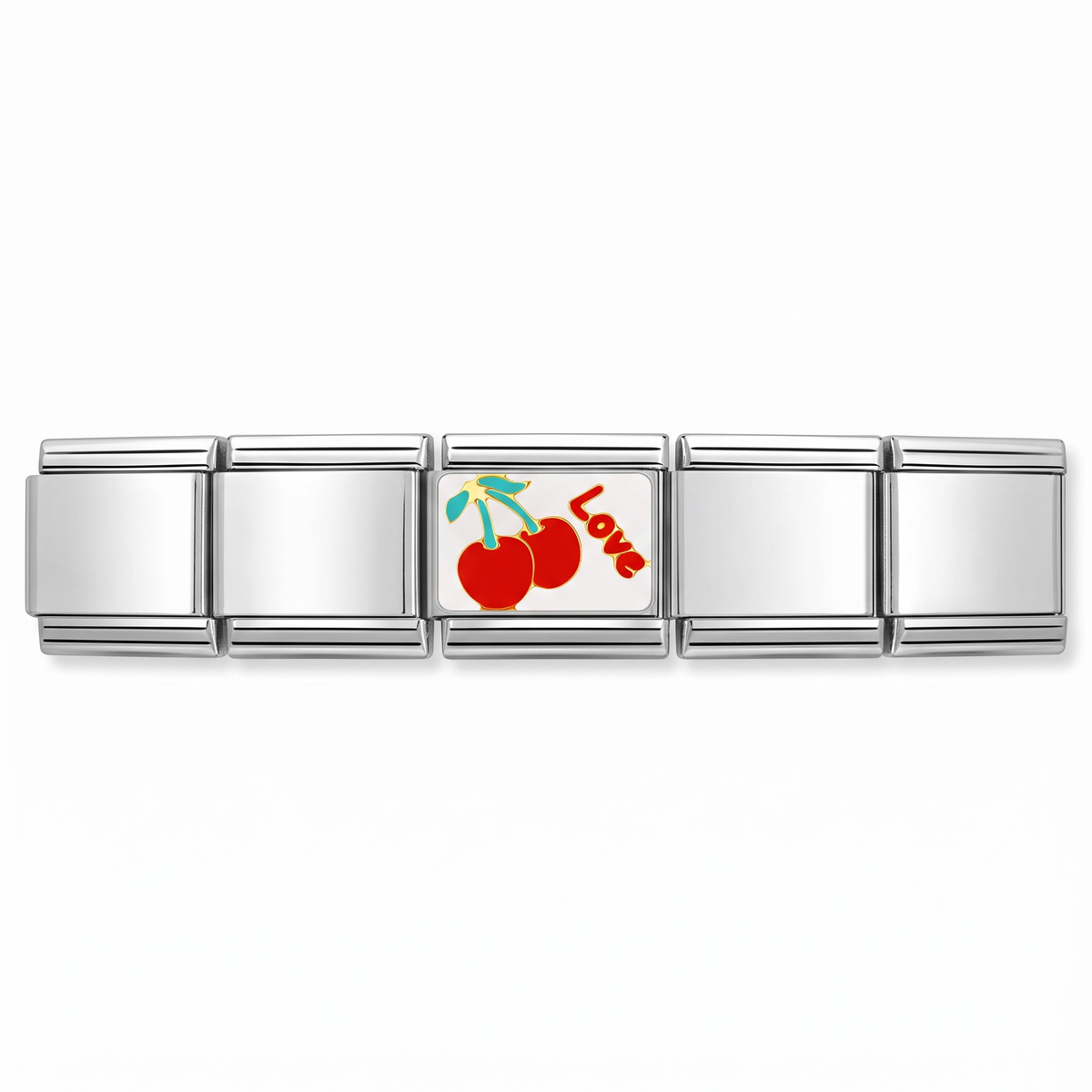 Charm Cereza Love en pulsera italiana de eslabones