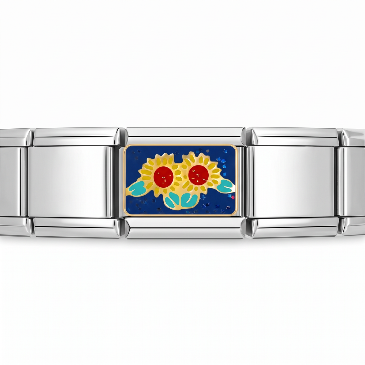 Charm Girasoles en pulsera italiana de eslabones
