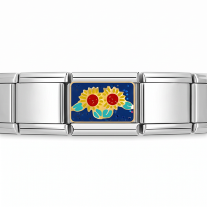 Charm Girasoles en pulsera italiana de eslabones