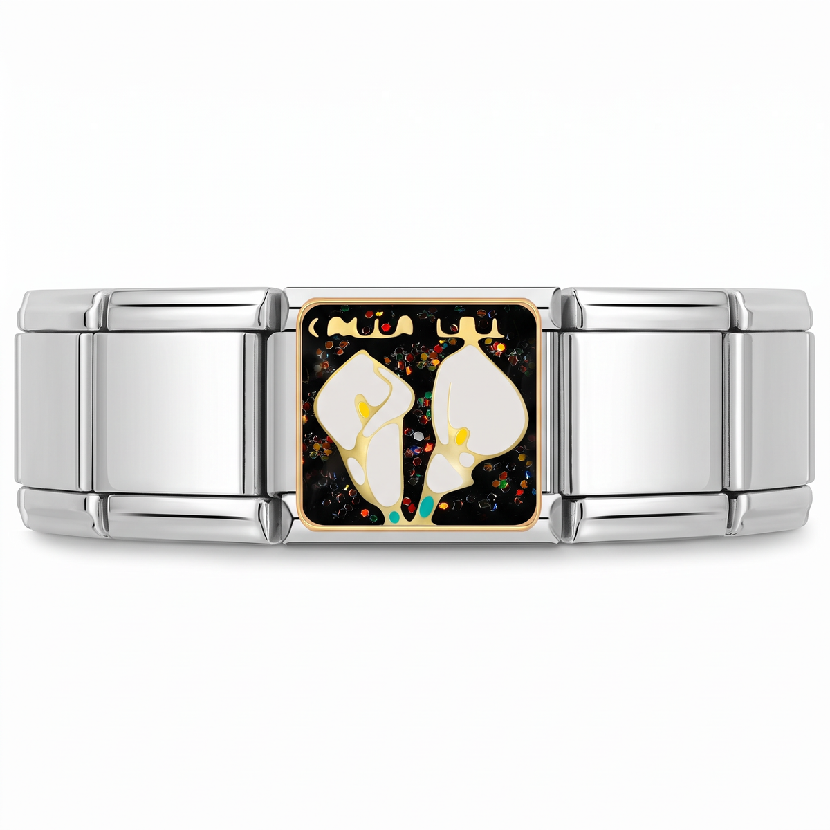 Charm Lirios en pulsera italiana de eslabones