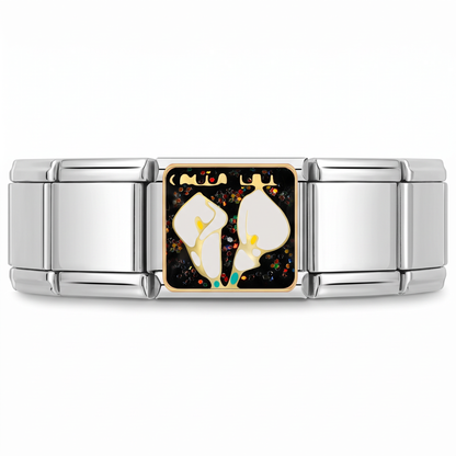 Charm Lirios en pulsera italiana de eslabones