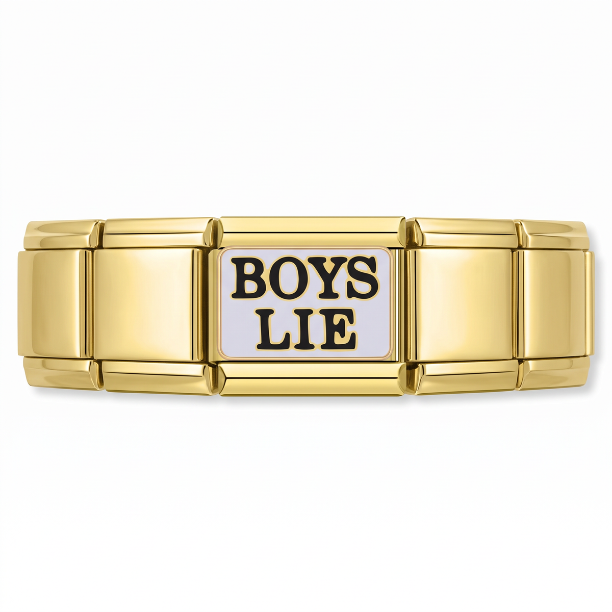 Charm Boys Lie (Dorado) en pulsera italiana de eslabones