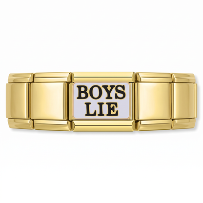 Charm Boys Lie (Dorado) en pulsera italiana de eslabones