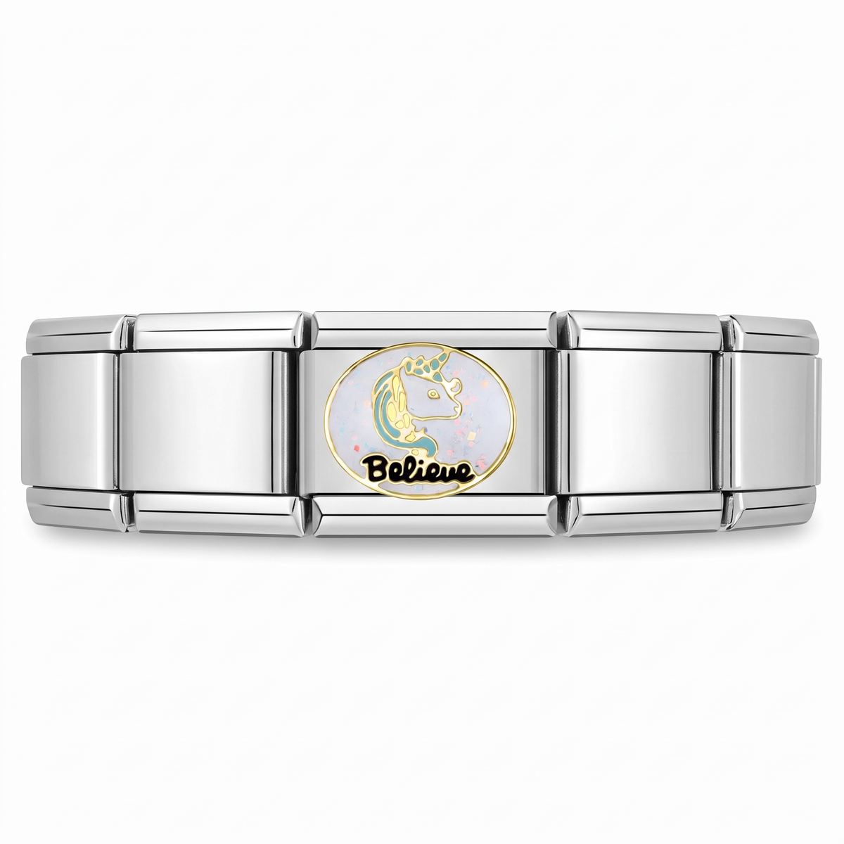 Charm Believe en pulsera italiana de eslabones