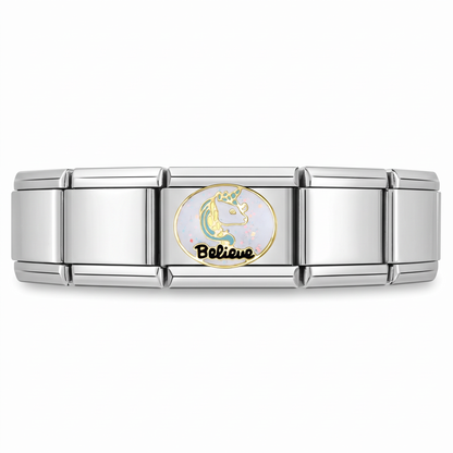 Charm Believe en pulsera italiana de eslabones