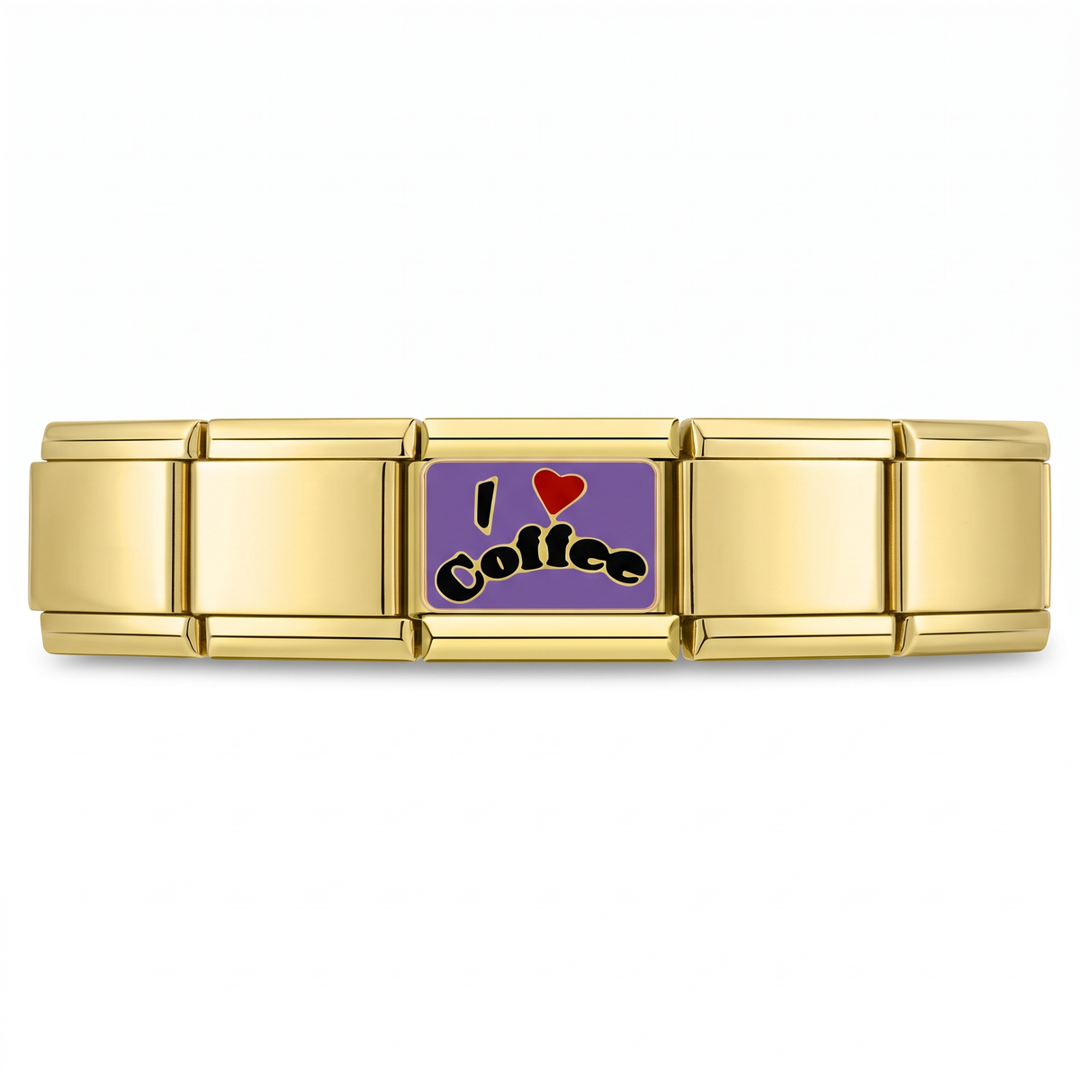 Charm Cafe (I Love Coffee) en pulsera italiana de eslabones