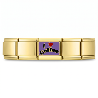 Charm Cafe (I Love Coffee) en pulsera italiana de eslabones