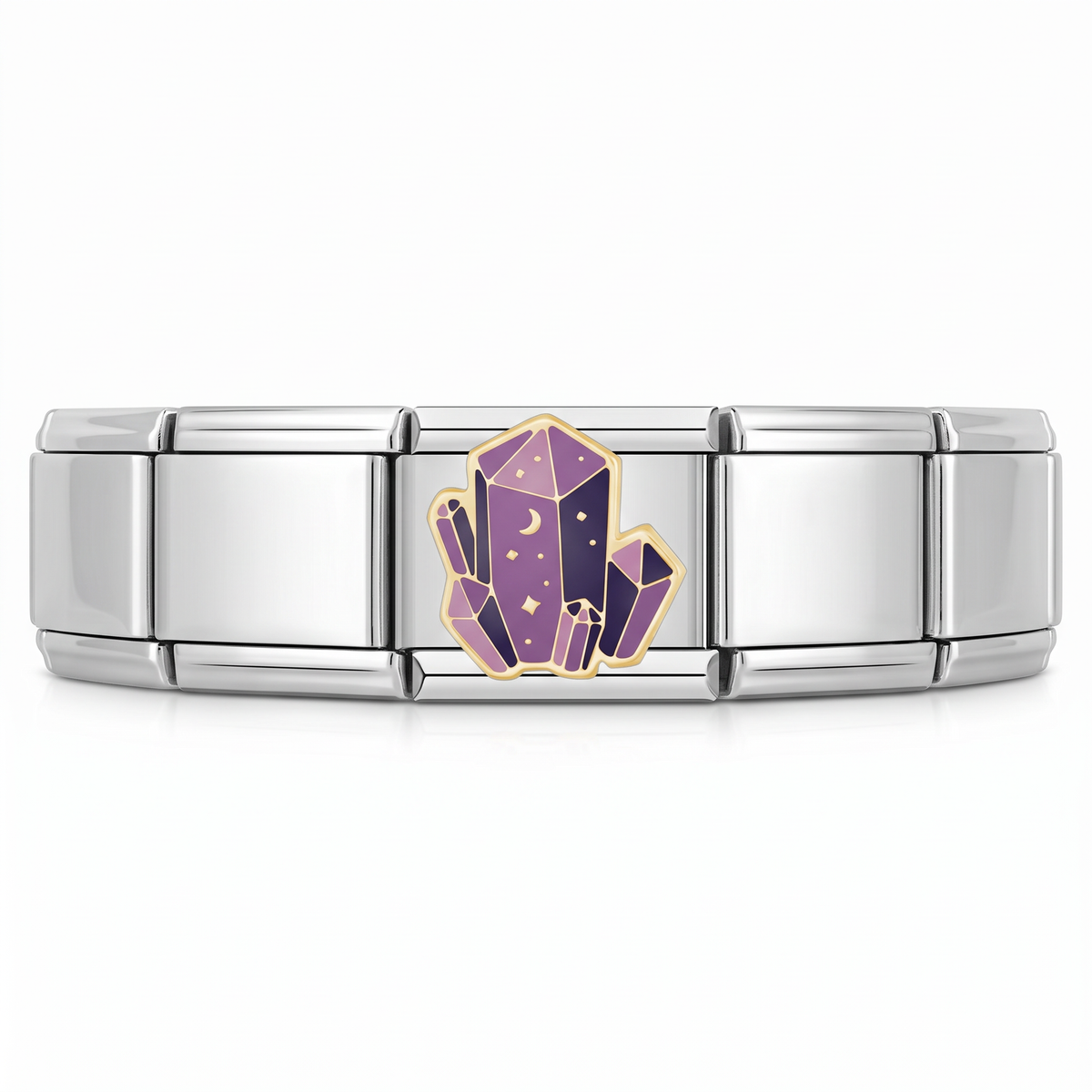 Charm Cristales Cósmicos en pulsera italiana de eslabones