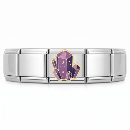 Charm Cristales Cósmicos en pulsera italiana de eslabones