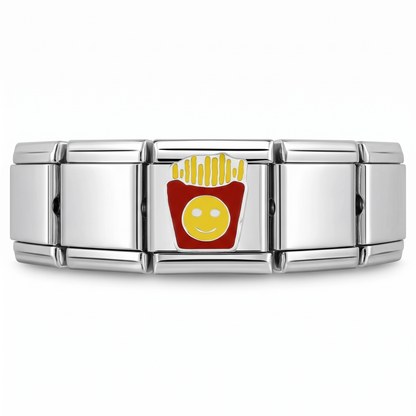 Charm Papas fritas en pulsera italiana de eslabones