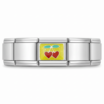 Charm Cerezas de Corazón en pulsera italiana de eslabones