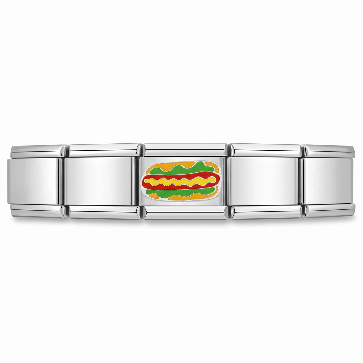 Charm Hot Dog en pulsera italiana de eslabones