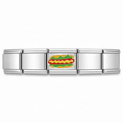 Charm Hot Dog en pulsera italiana de eslabones