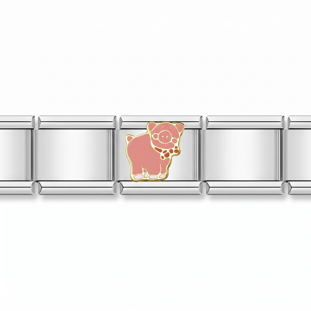 Charm Cerdito en pulsera italiana de eslabones