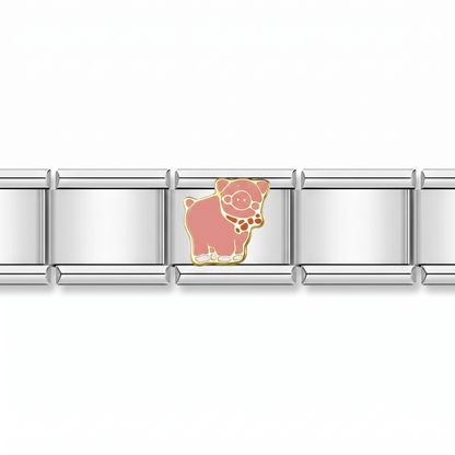 Charm Cerdito en pulsera italiana de eslabones