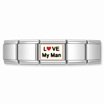 Charm Love my man en pulsera italiana de eslabones