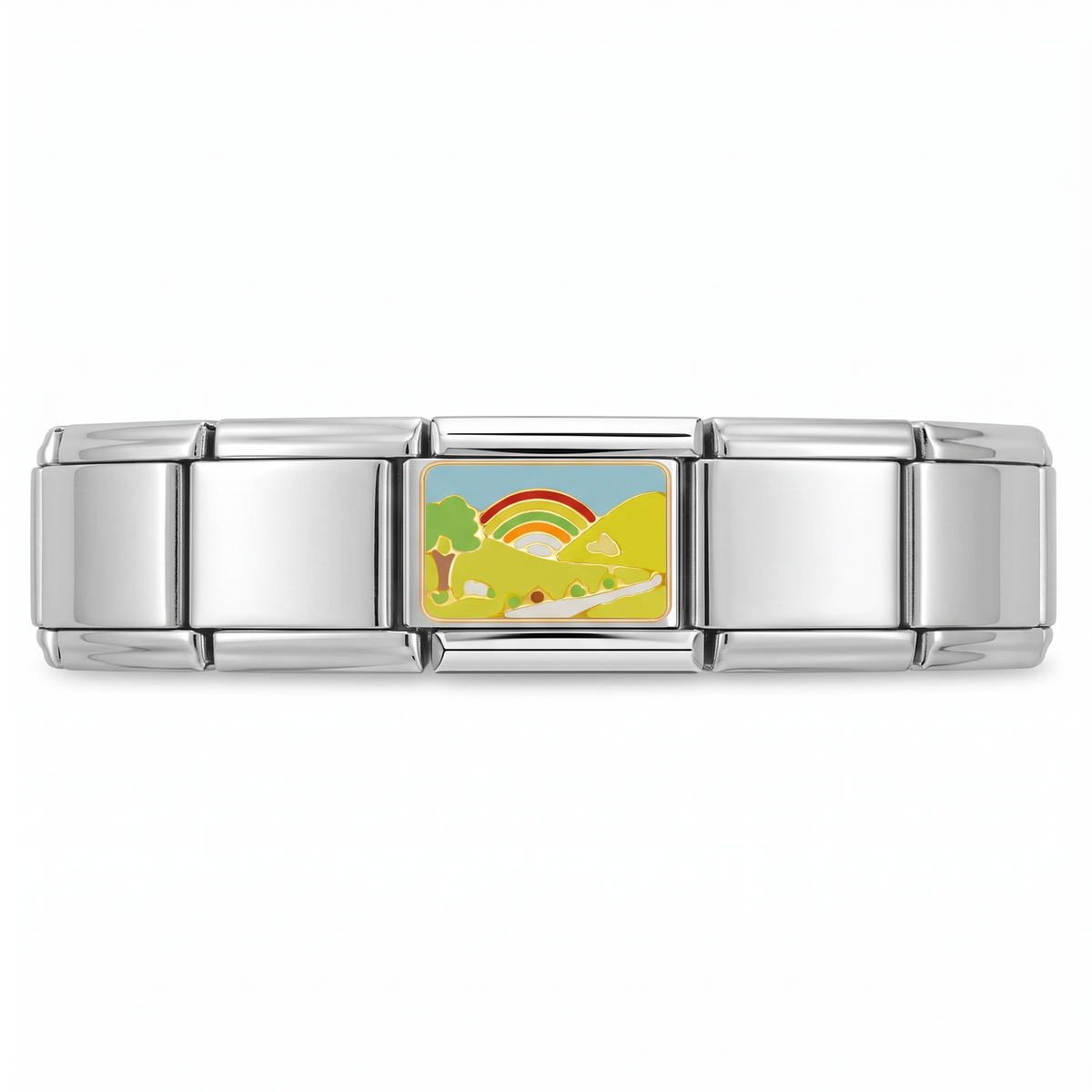 Charm Paisaje (Arcoíris) en pulsera italiana de eslabones