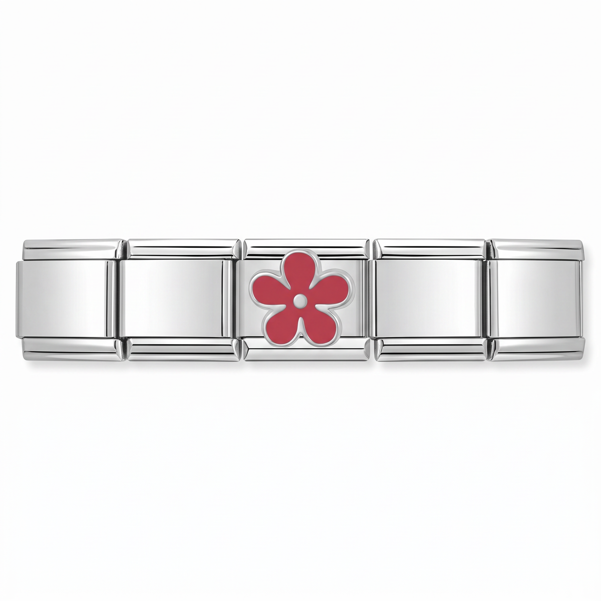 Charm Flor Rosa en pulsera italiana de eslabones