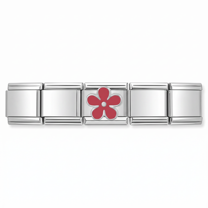 Charm Flor Rosa en pulsera italiana de eslabones