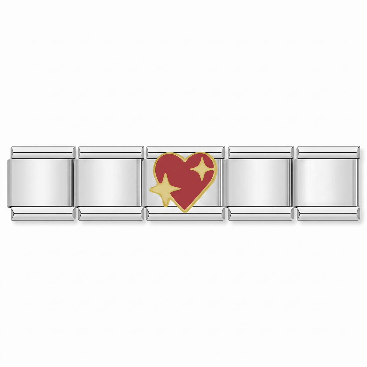 Charm Corazón Brillo en pulsera italiana de eslabones