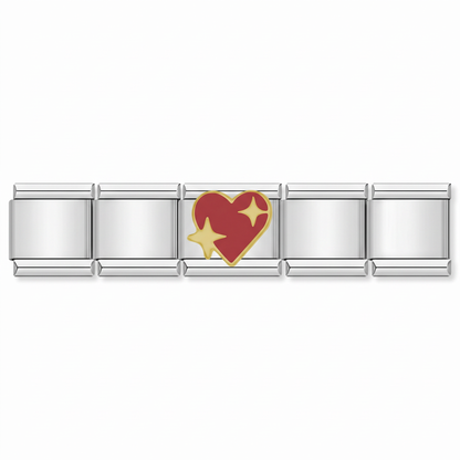 Charm Corazón Brillo en pulsera italiana de eslabones