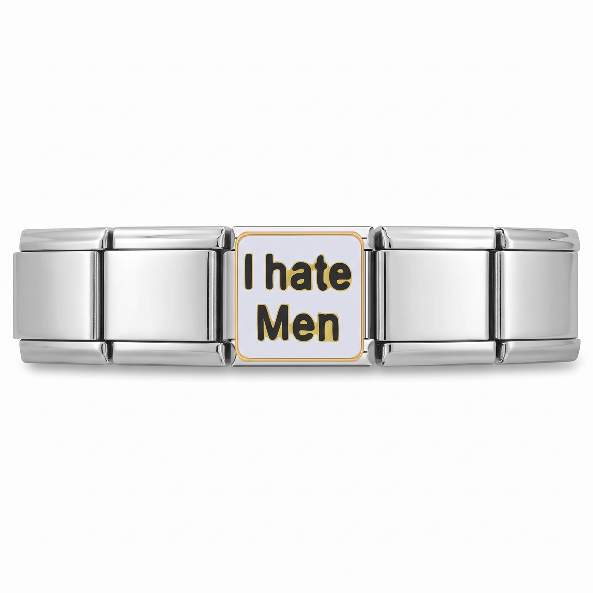 Charm I hate men en pulsera italiana de eslabones