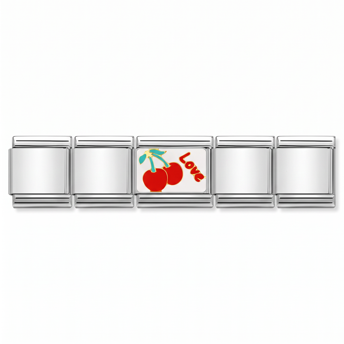 Charm Cerezas (Love) en pulsera italiana de eslabones