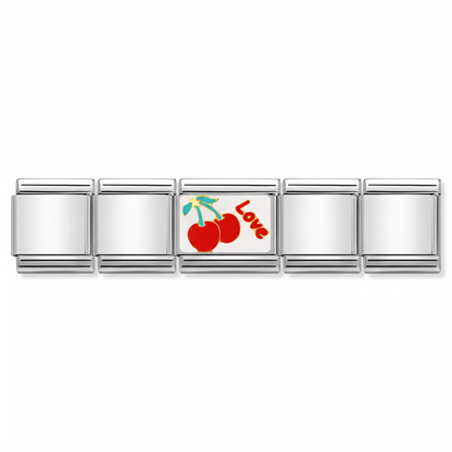 Charm Cerezas (Love) en pulsera italiana de eslabones