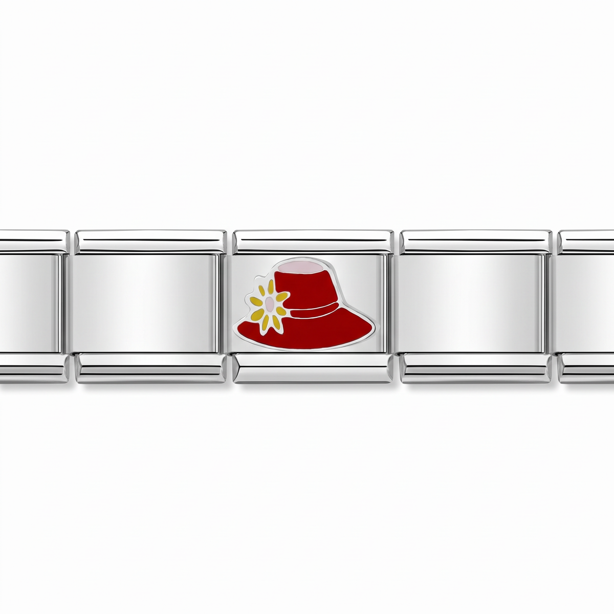 Charm Sombrero playa (Plateado) en pulsera italiana de eslabones