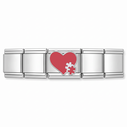 Charm Corazón (Rompecabezas) en pulsera italiana de eslabones