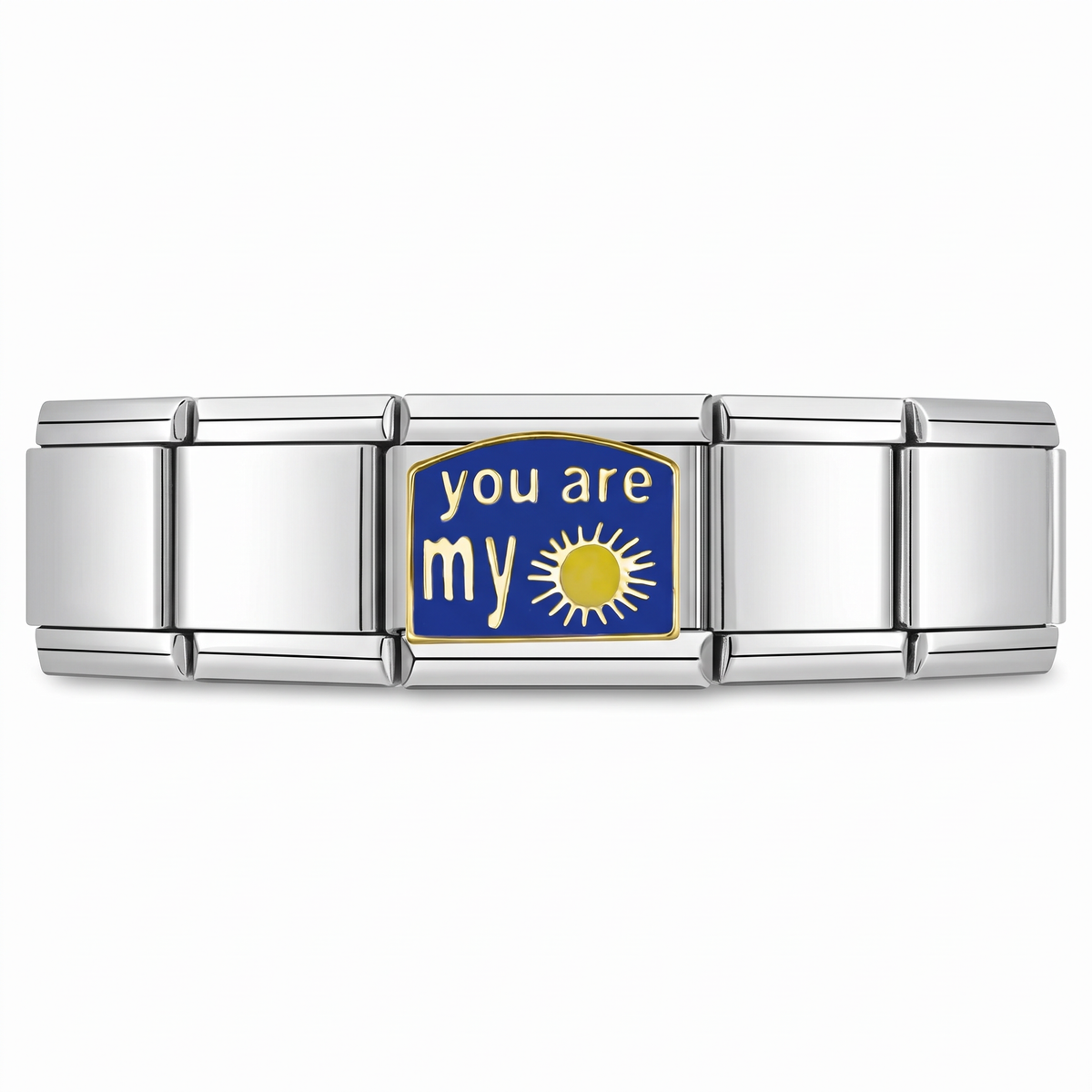 Charm Sol (Plateado) en pulsera italiana de eslabones
