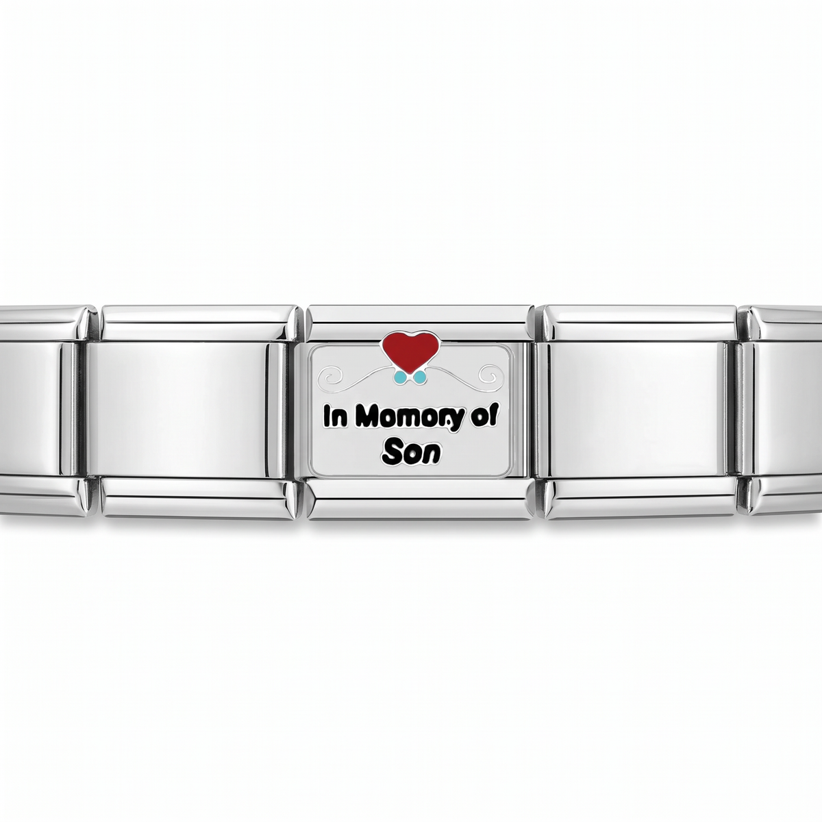 Charm Memoria de un hijo amado en pulsera italiana de eslabones
