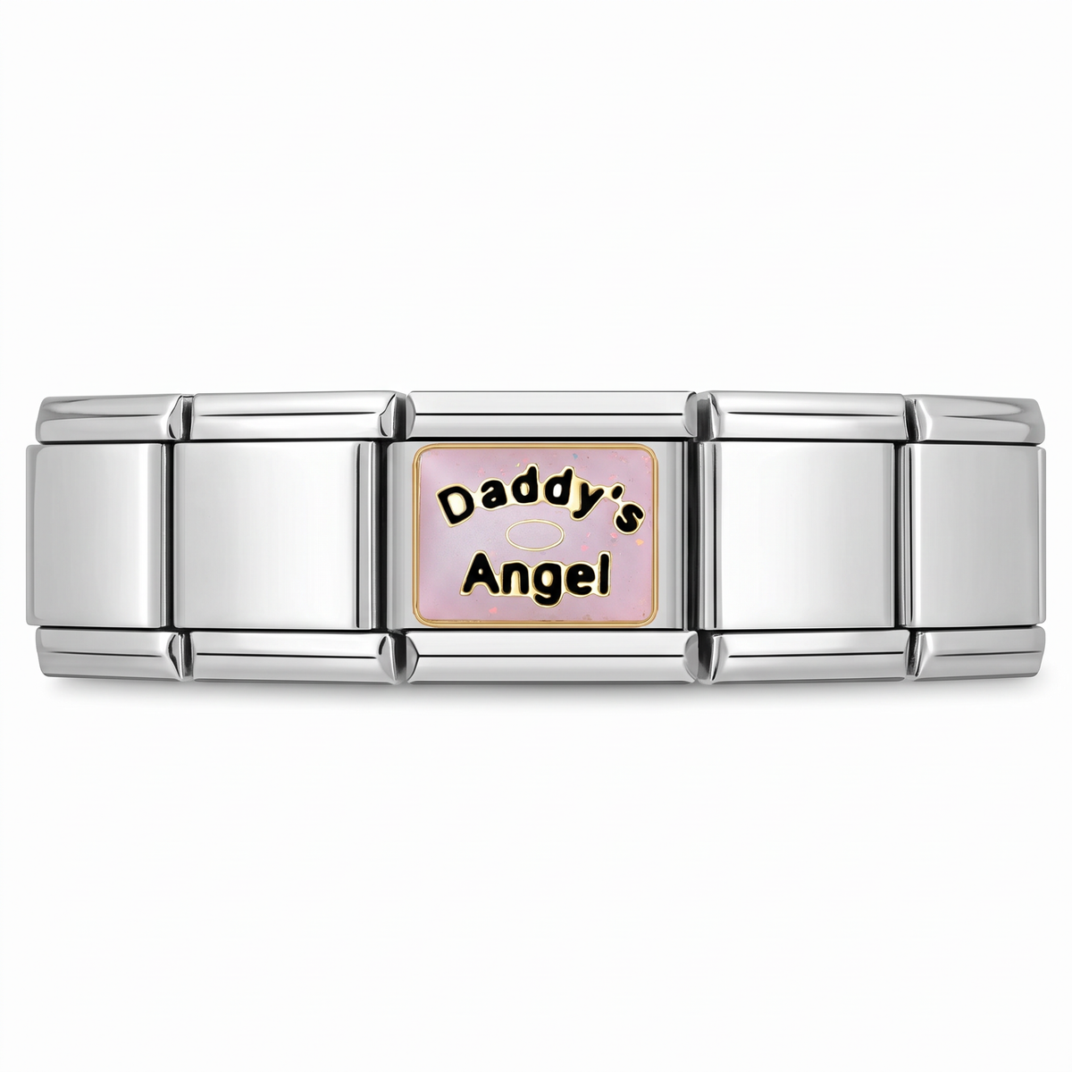 Charm Papá (Daddy's Angel) en pulsera italiana de eslabones