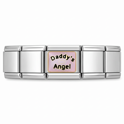 Charm Papá (Daddy's Angel) en pulsera italiana de eslabones