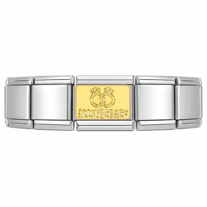 Charm Aniversario en pulsera italiana de eslabones