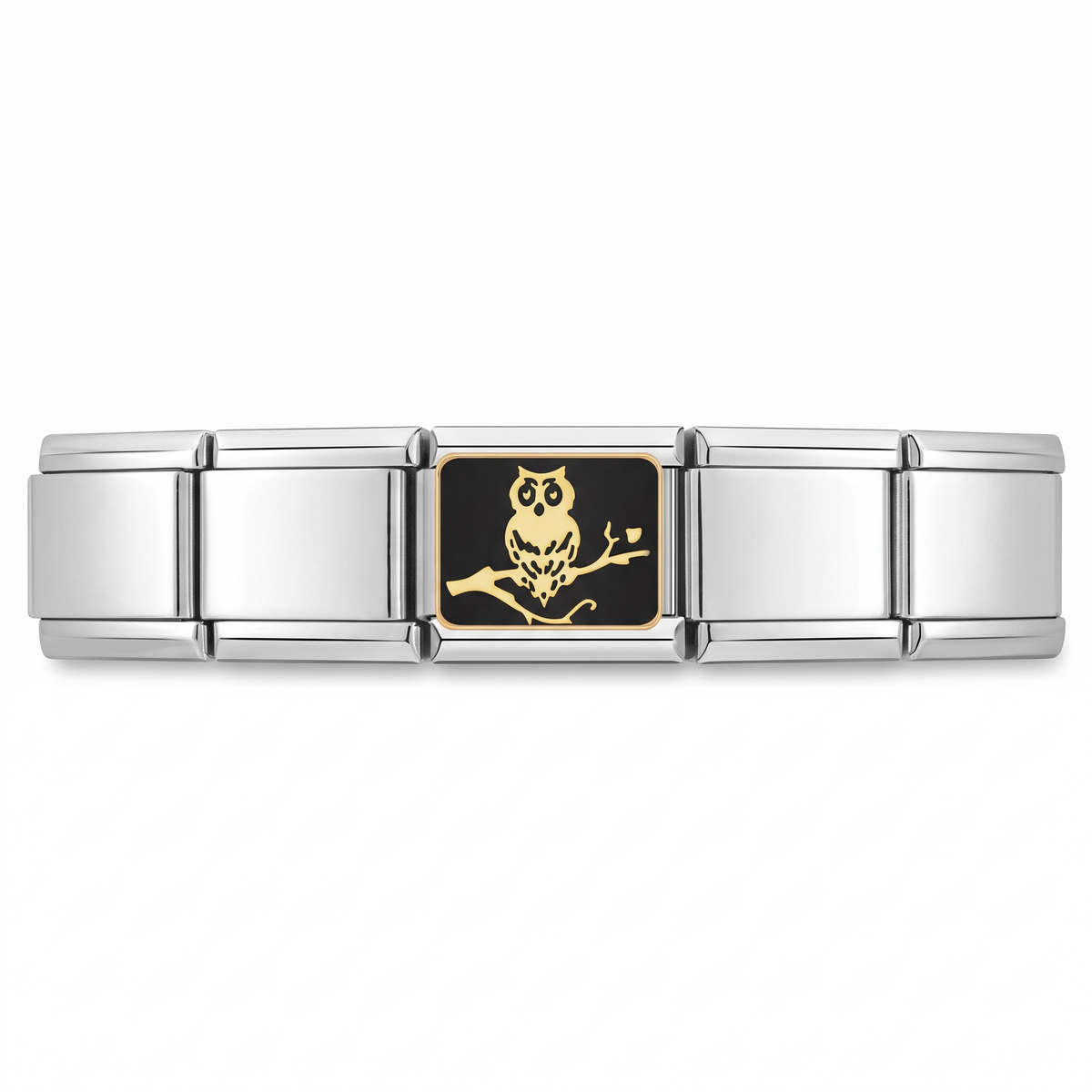 Charm Búho en pulsera italiana de eslabones