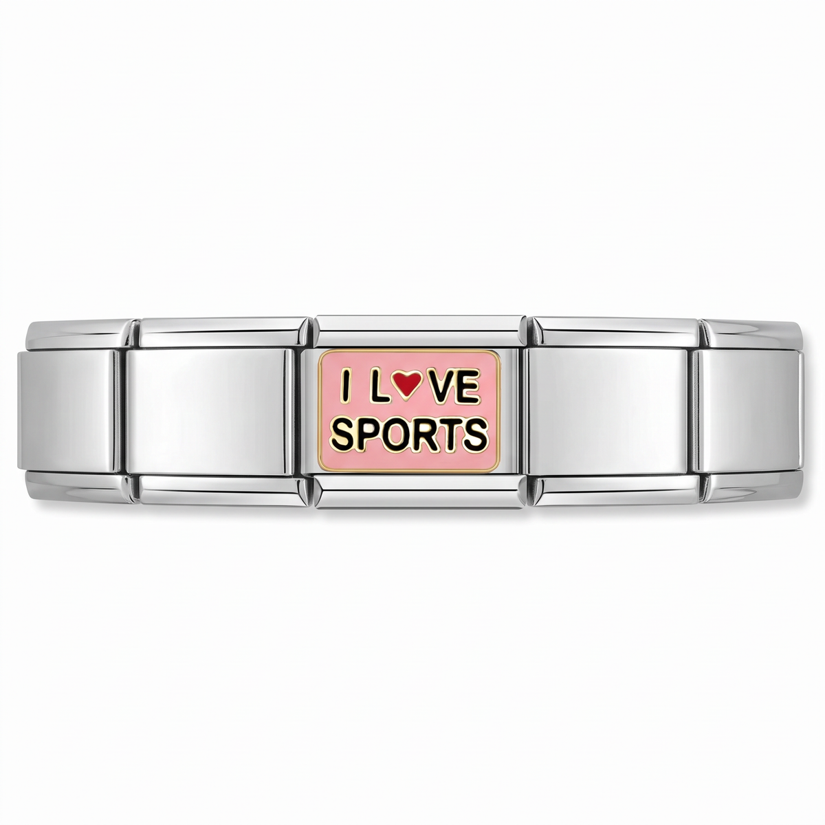 Charm I love sports en pulsera italiana de eslabones