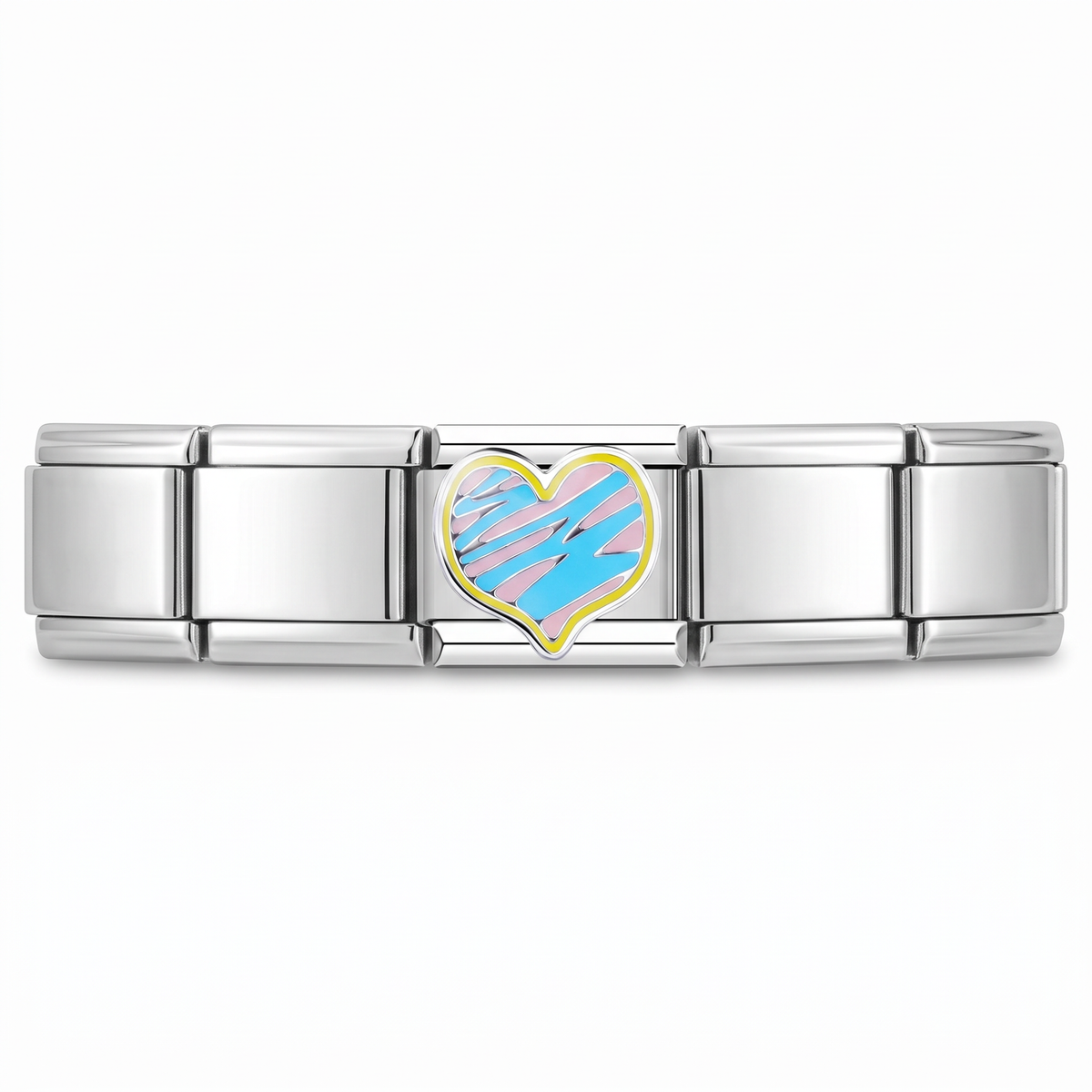 Charm Corazón Azul en pulsera italiana de eslabones