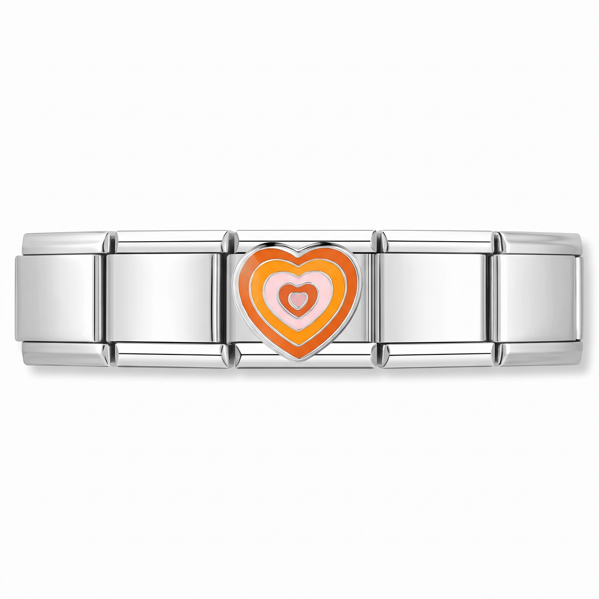 Charm Corazón Naranja en pulsera italiana de eslabones