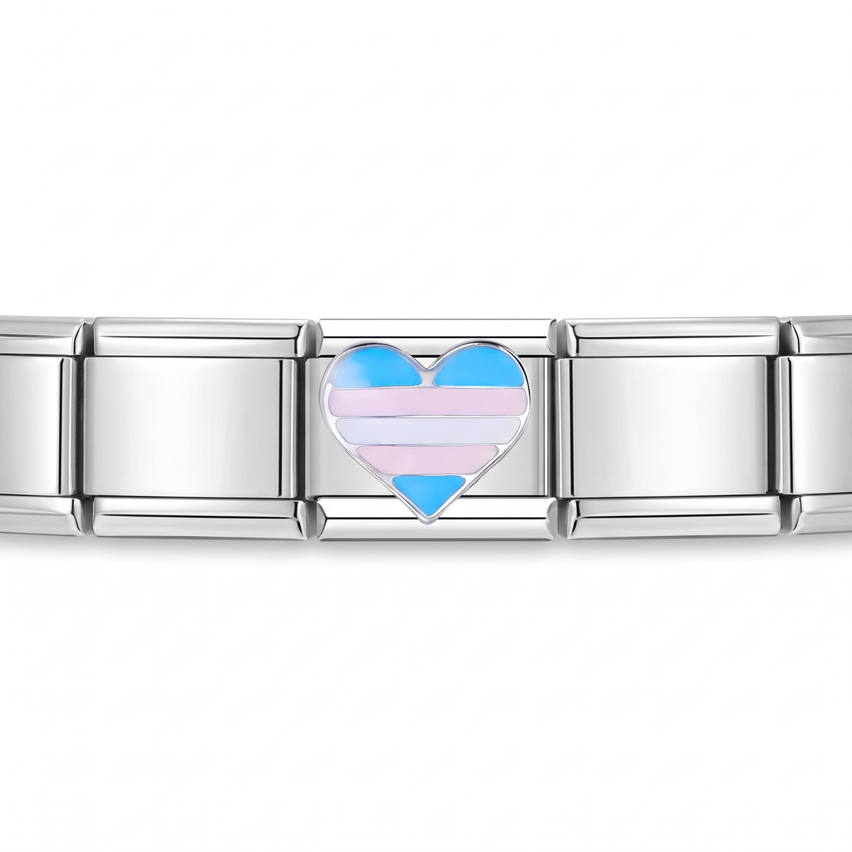 Charm Corazón Azul Rosa en pulsera italiana de eslabones