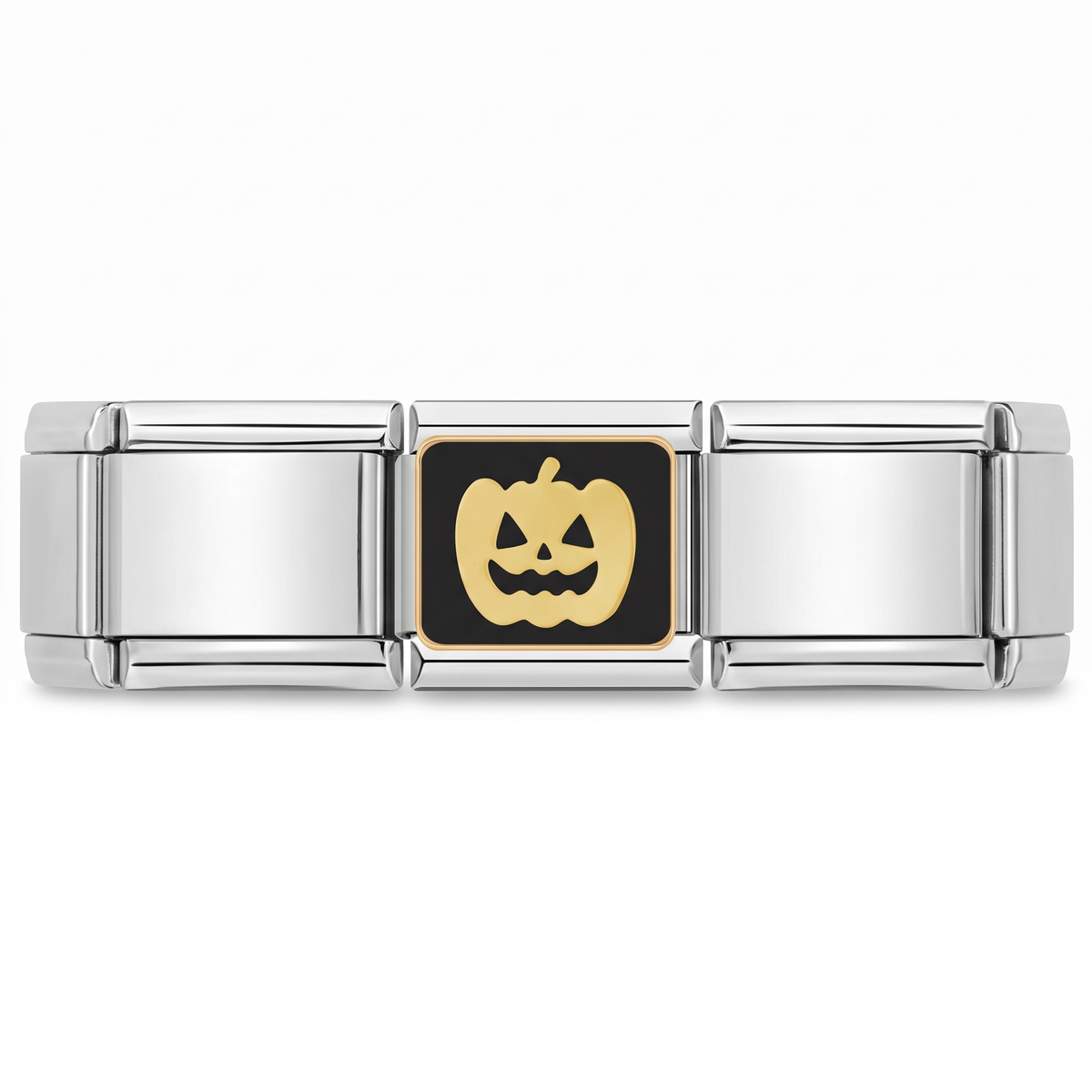Charm Calabaza (Plateado) en pulsera italiana de eslabones