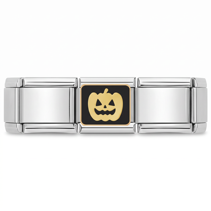 Charm Calabaza (Plateado) en pulsera italiana de eslabones