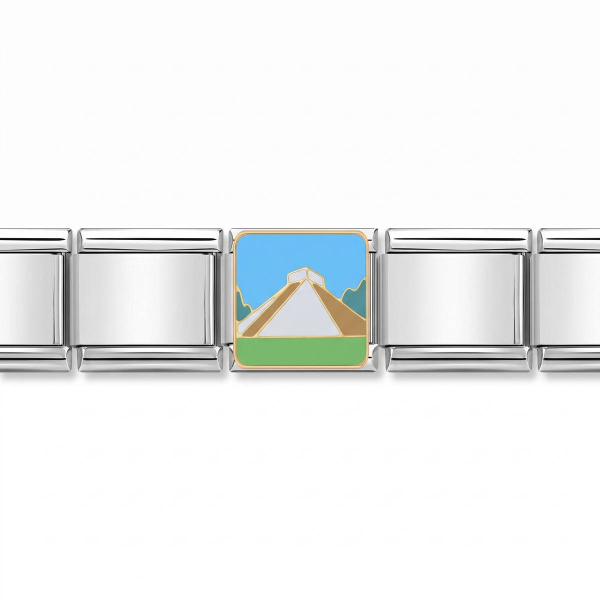 Charm Chichén Itzá en pulsera italiana de eslabones